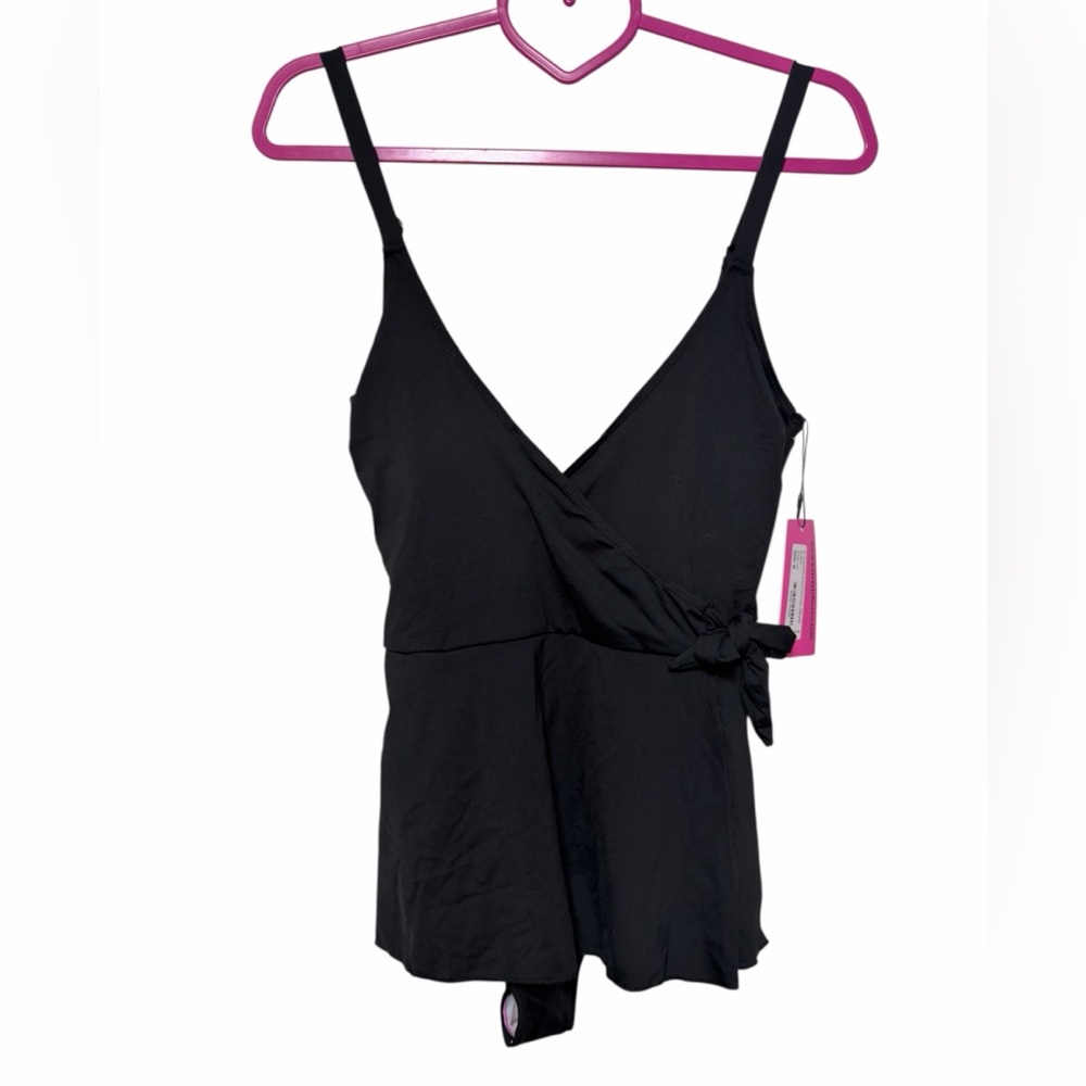 Betsey Johnson Black Swimdress One Piece Faux Wrap Side Bow NWT Sz M - Picture 5 of 9